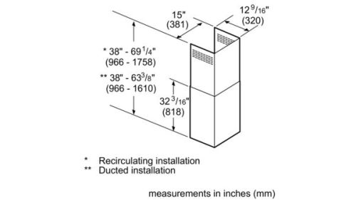 Thermador Chxthddw 9 12 Foot Ceilings Chimney Extension Kit