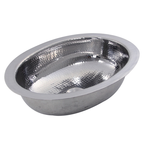 Nantucket Sinks Nantucket Sinks Ovs 17.75 Inch X 13.75 Inch Hand Hammered Stainless Steel Oval Undermount Bathroom Sink
