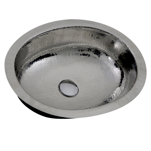 Nantucket Sinks Nantucket Sinks Ovs-Of  17.5 Inch X 13.75 Inch Hand Hammered Stainless Steel Oval Undermount Bathroom Sink With Overflow
