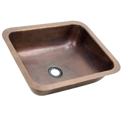 Nantucket Sinks Nantucket Sinks' Rehc - 17 Inch X 14 Inch Hammered Copper Rectangle Undermount Bathroom Sink, 1.5 Inch Drain