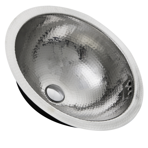Nantucket Sinks Nantucket Sinks Rls-Of 16.875 Inch Hand Hammered Stainless Steel Round Undermount Bathroom Sink With Overflow