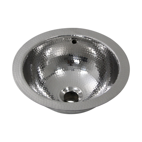 Nantucket Sinks Nantucket Sinks Ros-Of 13 Inch Hand Hammered Stainless Steel Round Undermount Bathroom Sink With Overflow