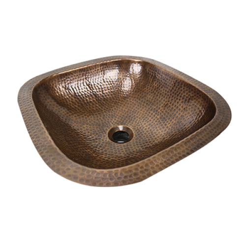 Nantucket Sinks Nantucket Sinks' Sqrc-Of - 16.25" Hand Hammered Copper Square Undermount Bathroom Sink With Overflow