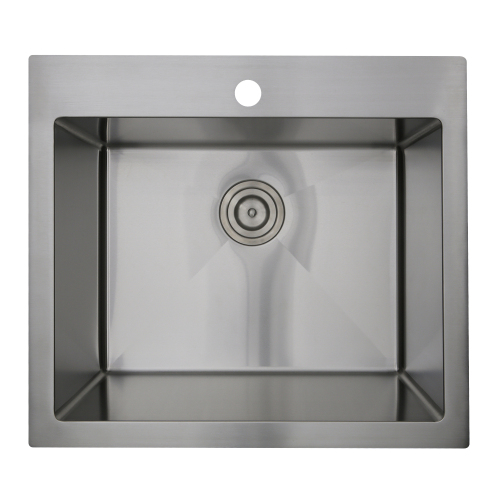 Nantucket Sinks 25" Pro Series Rectangle Single Bowl Dualmount Small Radius Corners Stainless Steel Kitchen Sink