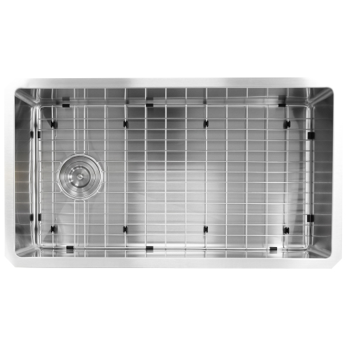 Nantucket Sinks 32 Inch Large Rectangle Single Bowl Undermount Small Radius Corners Stainless Steel Reversible Kitchen Sink With Offset Drain 