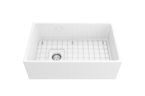 Nantucket Sinks Nantucket Sinks -T-Fcfs3019-Osd 30 Inch Farmhouse Fireclay Sink With Drain And Grid