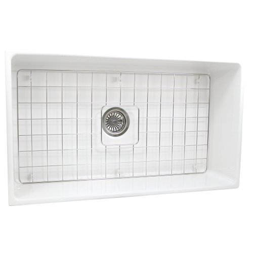 Nantucket Sinks Nantucket Sinks T-Fcfs33  33 Inch Farmhouse Fireclay Sink With Drain And Grid