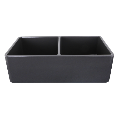 Nantucket Sinks Nantucket Sinks T-Fcfs33G-Dbl   33 Inch Double Bowl Grey Farmhouse Fireclay Kitchen Sink T-Fcfs33G-Dbl