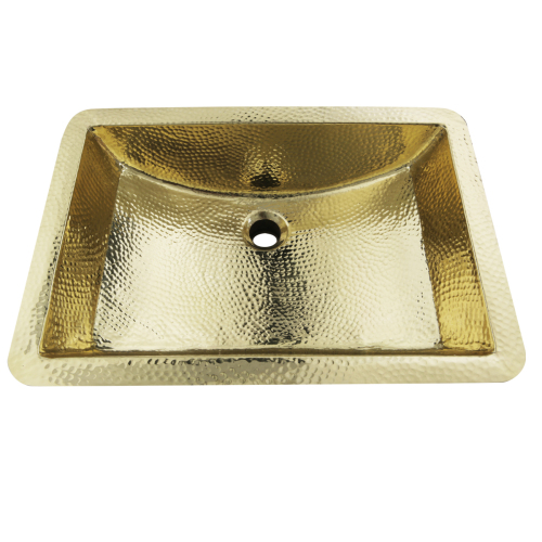 Nantucket Sinks Nantucket Sinks  Trb-1914-Of - 21 Inch Hand Hammered Brass Rectangle Undermount Bathroom Sink With Overflow