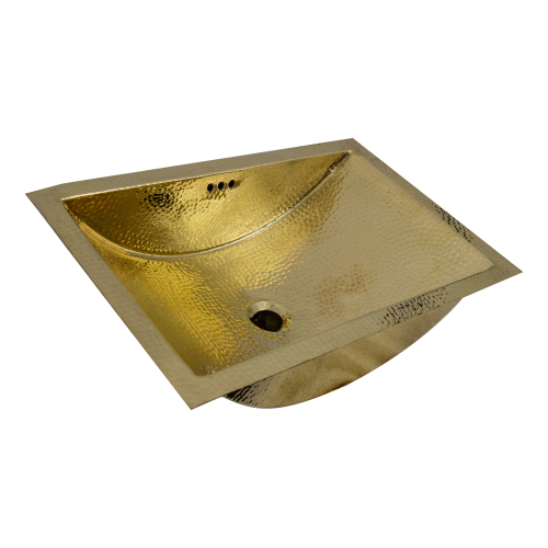 Nantucket Sinks Nantucket Sinks' Trb2416-Of - 23.5 Inch X 15.5 Inch Hand Hammered Brass Rectangle Undermount Bathroom Sink With Overflow
