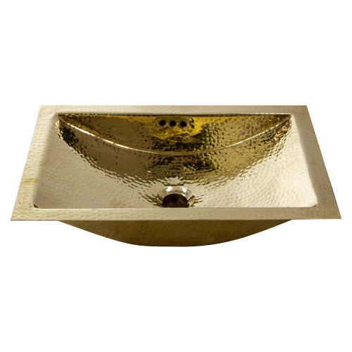Nantucket Sinks Nantucket Sinks' Trb-Of - 19.8 Inch 12.8 Inch Hand Hammered Brass Rectangle Undermount Bathroom Sink With Overflow