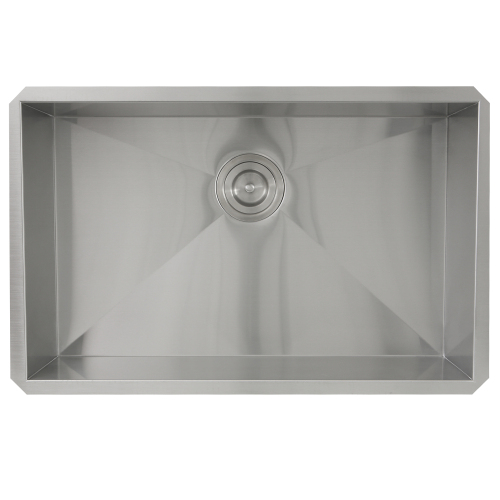 Nantucket Sinks Nantucket Sinks' Zr2818-8-16 - 28 Inch Pro Series Large Rectangle Single Bowl Undermount Zero Radius Stainless Steel Kitchen Sink, 8 Inch Deep