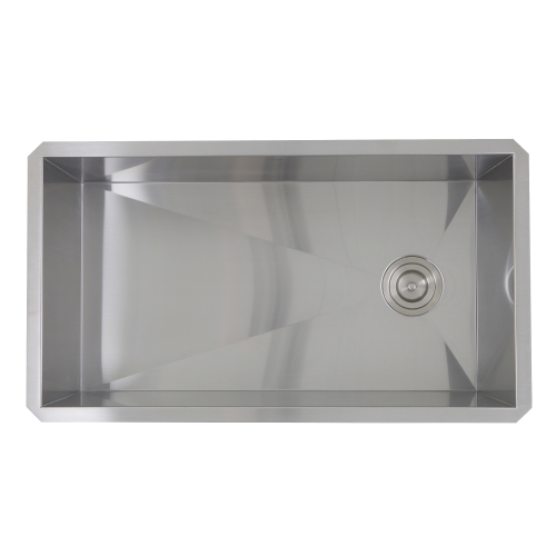 Nantucket Sinks Nantucket Sinks' Zr3218-Osd - 32 Inch Pro Series Large Rectangle Single Bowl Undermount Small Radius Stainless Steel Kitchen Sink, Offset Drain